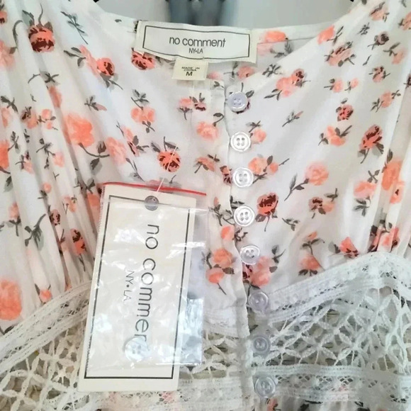 *NWT* no comment Button Up Crochet Floral Sun Dress Size M - Picture 3 of 6